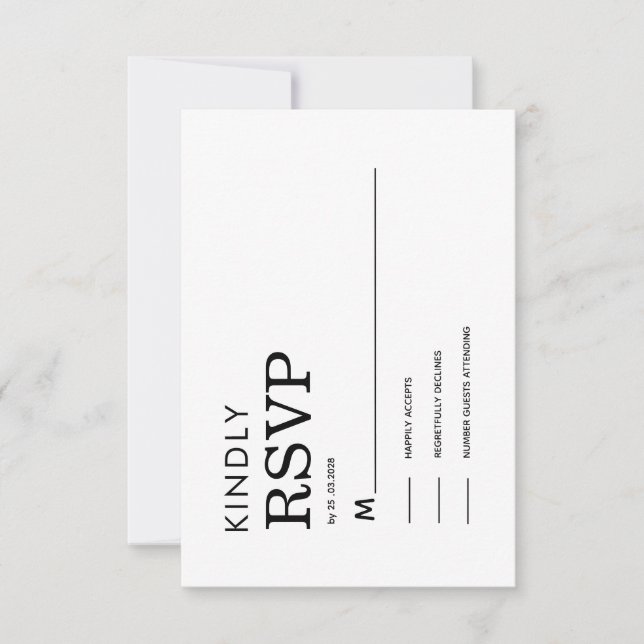 CLASSIC MINIMALIST BLACK AND WHITE RSVP CARD (Anverso)