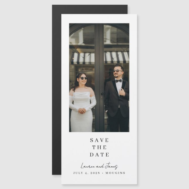 Classic Modern Magnetic Wedding Save The Date (Anverso/Reverso)