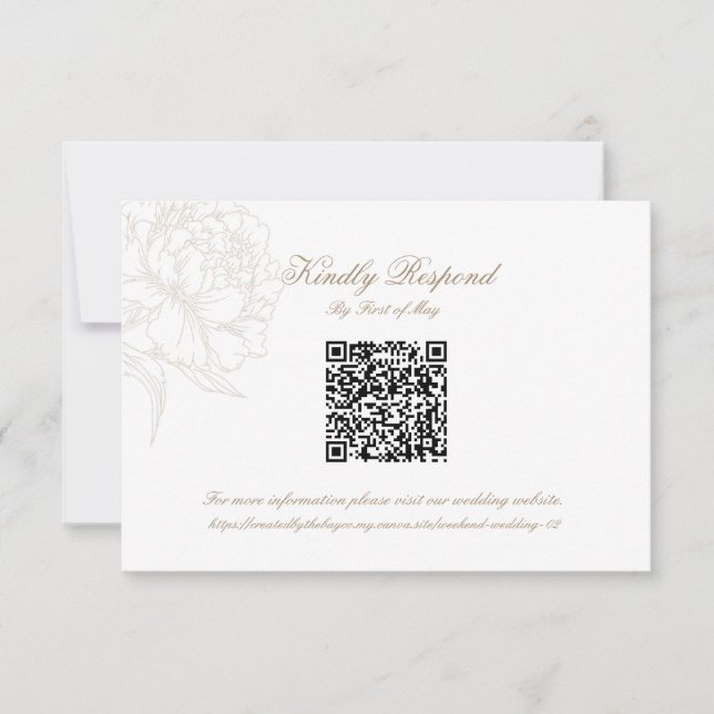 Classic Outline Floral QR code RSVP Respond Card (Anverso)
