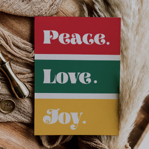 Classic Peace Love Joy Saludos de Navidad