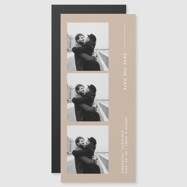 Classic Photo Strip Wedding  Magnetic Save The Dat (Anverso/Reverso)