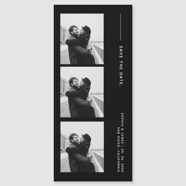 Classic Photo Strip Wedding Magnetic Save The Date (Anverso)