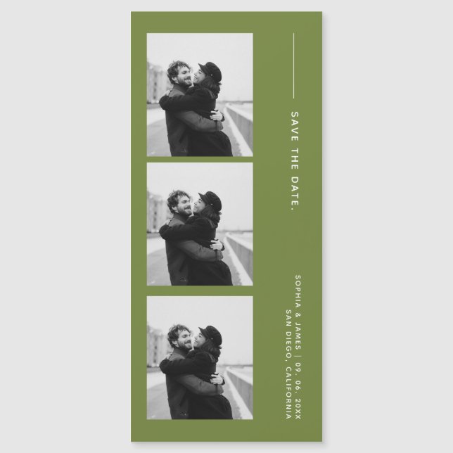 Classic Photo Strip Wedding Magnetic Save The Date (Anverso)