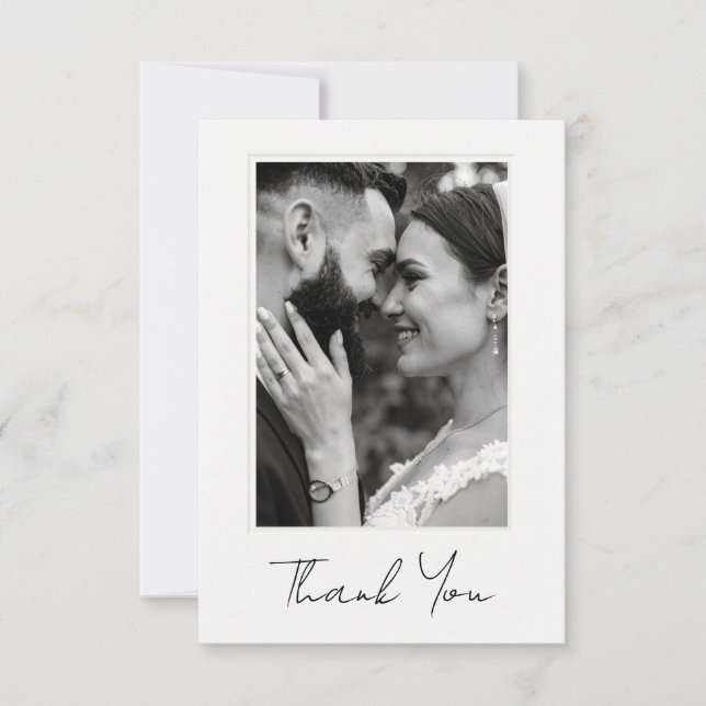 Classic Photo Wedding Flat Thank You Card (Anverso)