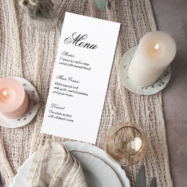Classic Script Wedding Reception Menu