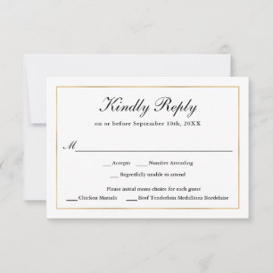 Classic Simple Elegance Gold RSVP con opción de me