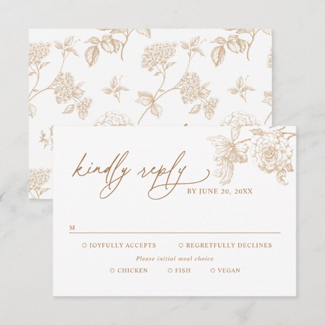 Classic Victorian Floral Meal Options Wedding RSVP (Anverso / Reverso)