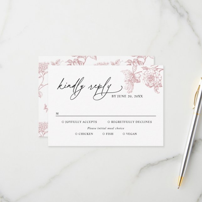 Classic Victorian Floral Meal Options Wedding RSVP (Anverso/Reverso In Situ)