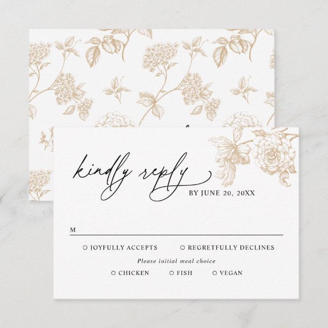 Classic Victorian Gold Meal Options Wedding RSVP (Anverso / Reverso)