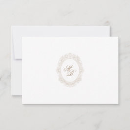 Classic Wedding Monogram Crest QR code RSVP Card