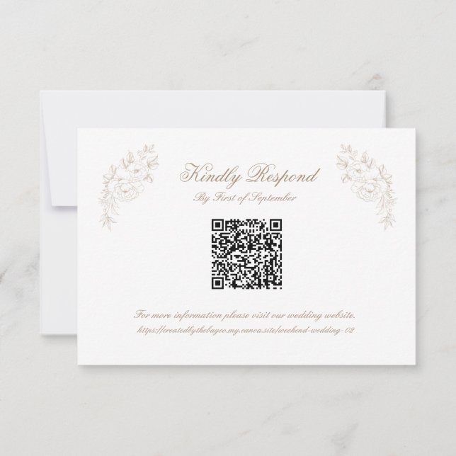 Classic Wedding Monogram Crest QR code RSVP Card (Reverso)