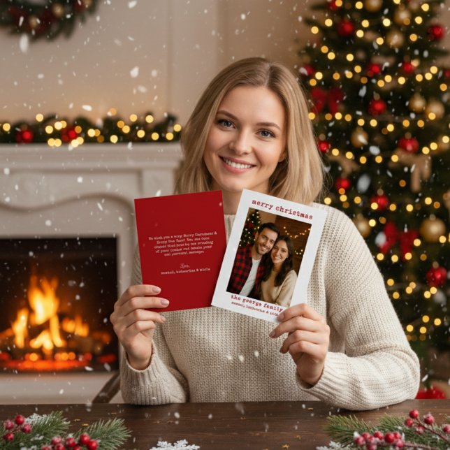 Classic White Festive Photo Collage Christmas Card (Subido por el creador)