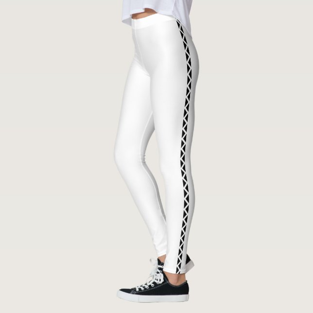 Classic White Leggings with Black Side Stripe (Izquierda)