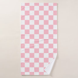 Classic White with Soft Pink Square Pattern Style