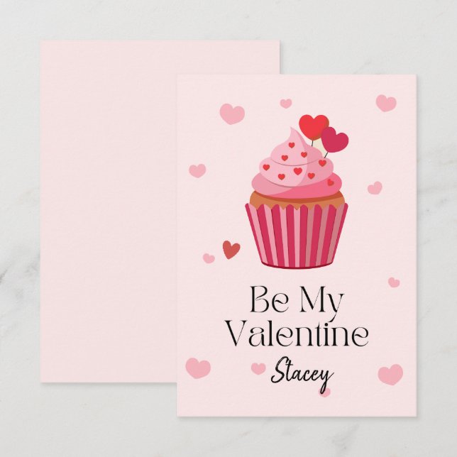 Classroom Valentine Be Mine Cupcake (Anverso / Reverso)