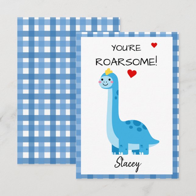 Classroom Valentine Dinosaur You're Roarsome! (Anverso / Reverso)