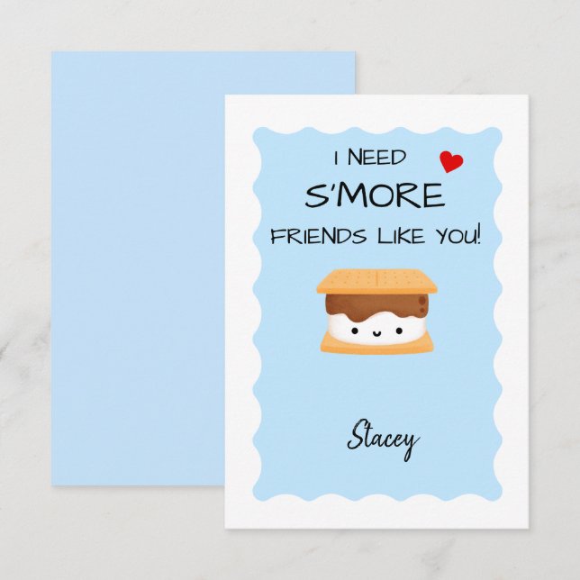Classroom Valentine "I need s'more friends like u' (Anverso / Reverso)