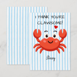 Classroom Valentine "I think you're claw-some"
