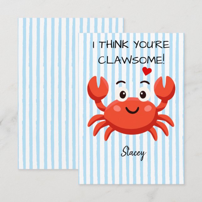 Classroom Valentine "I think you're claw-some" (Anverso / Reverso)