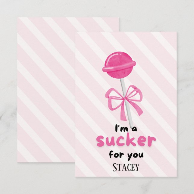 Classroom Valentine "I'm a Sucker for You" (Anverso / Reverso)