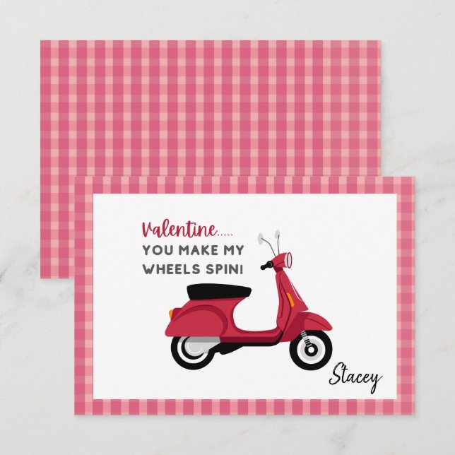 Classroom Valentine Pink "You make my Wheels Spin" (Anverso / Reverso)
