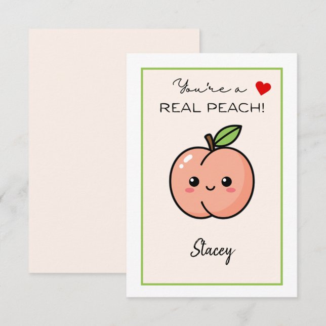 Classroom Valentine "You're a Real Peach" (Anverso / Reverso)