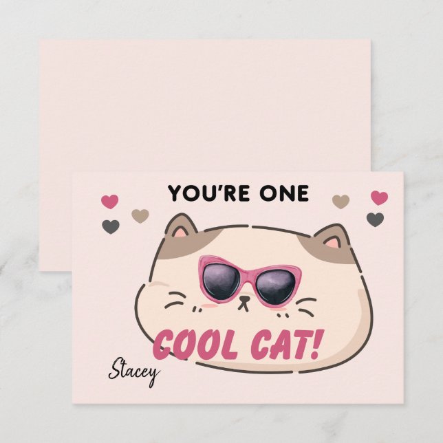 Classroom Valentine "You're One Cool Cat" (Anverso / Reverso)