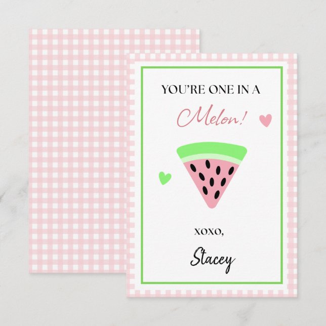Classroom Valentine You're One in a Melon (Anverso / Reverso)