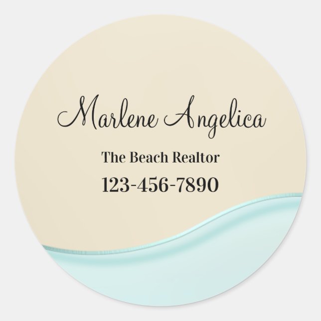 Classy Beach Theme Realtor Pegatinas Labels (Anverso)