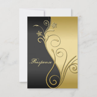 Classy Black Gold Floral Boda Respuesta RSVP