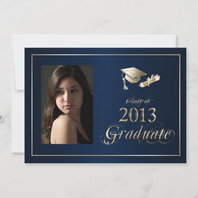 Classy Blue and Gold 2013 - Invitación a una foto  (Anverso)