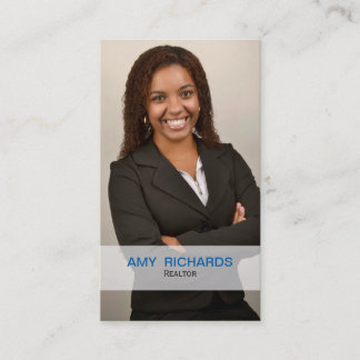 Classy Blue Photo Tarjetas de visita inmobiliario