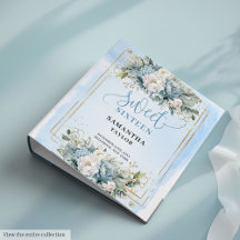 Classy Boho Pastel Blue White Floral Sweet Sixteen