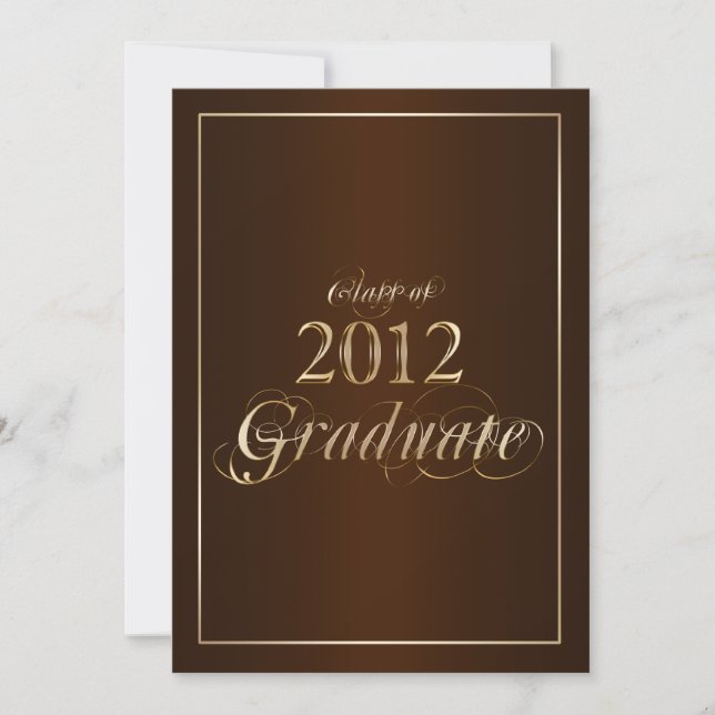 Classy Brown y Gold 2012 Invitación a graduados (Anverso)