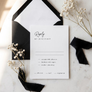 Classy Calligraphy Black White Wedding Tarjeta RSV