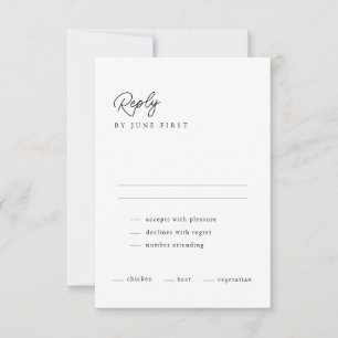 Classy Calligraphy Black White Wedding Tarjeta RSV