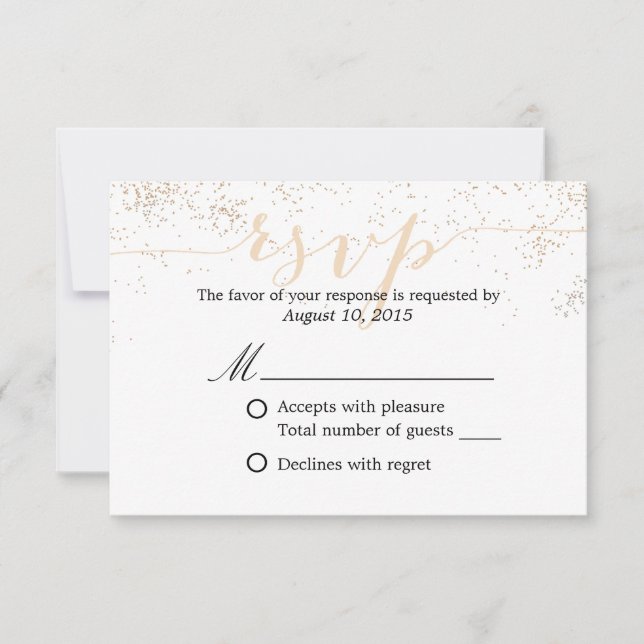 Classy Confetti Dots Script Wedding RSVP (Anverso)
