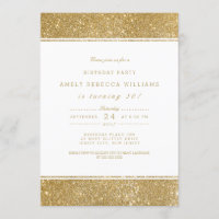 Classy Faux Gold Purpurina Invitación al cumpleaño