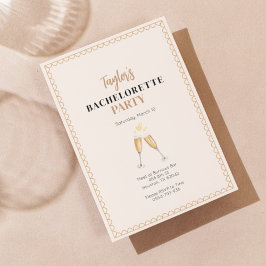 Classy Gold Champagne Bachelorette Invitación