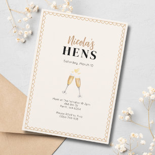 Classy Gold Champagne Hens Party Invitación