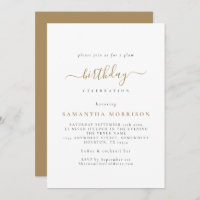 Classy Gold White Cualquier Invitación de Cumpleañ