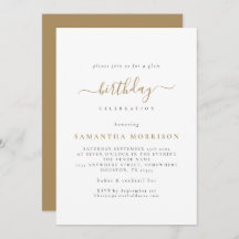 Classy Gold White Cualquier Invitación de Cumpleañ