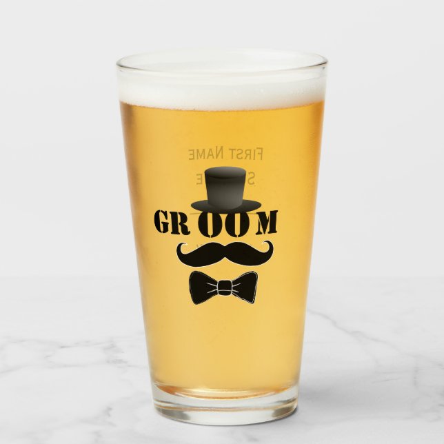 Classy Groom Mustache Top Hat Personalizado (Anverso (lleno))