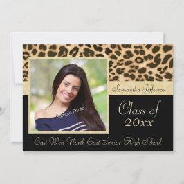 Classy Leopard Print Photo Graduation Invitación