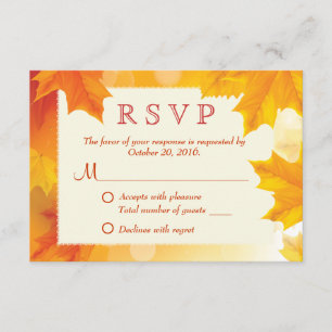 Classy Maple Leaves Fall Wedding Tarjeta RSVP