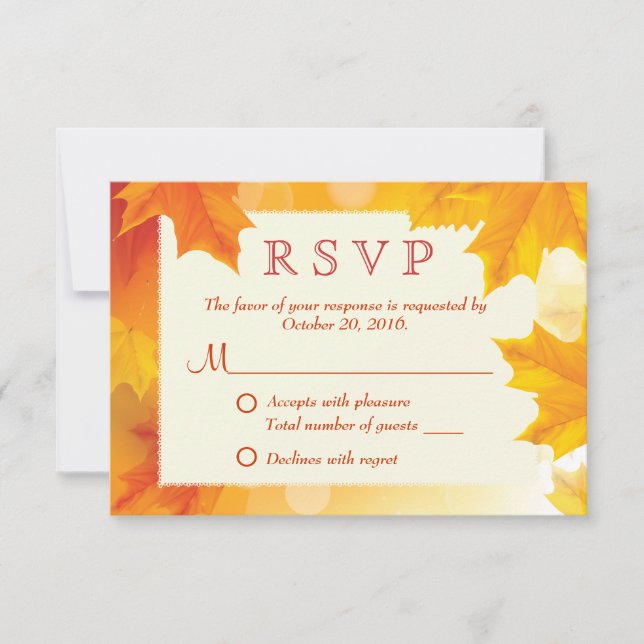 Classy Maple Leaves Fall Wedding Tarjeta RSVP (Anverso)