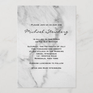 Classy Marble Bar Mitzvah Invitación