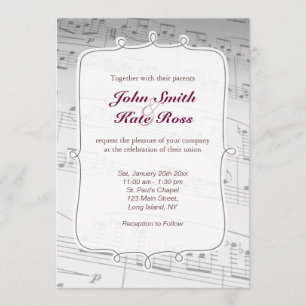 Classy Music Notes Wedding Invitación