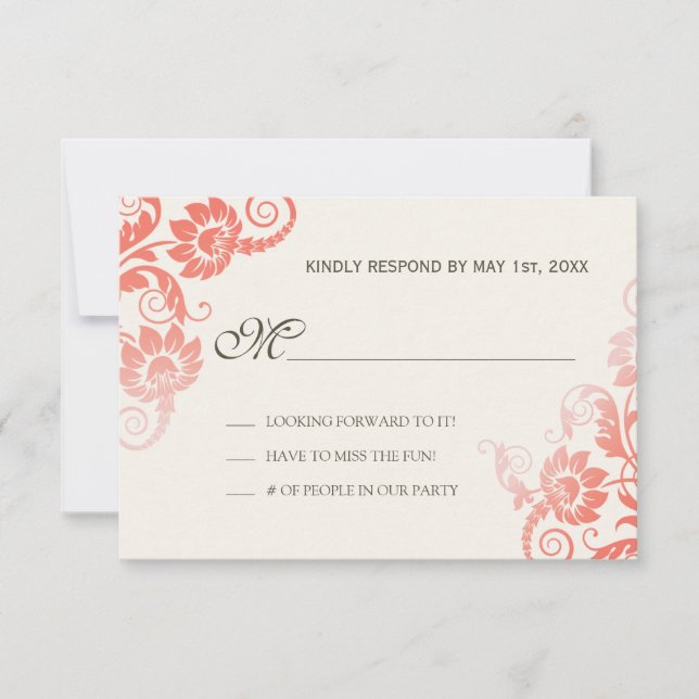 Classy Ombre Coral Wedding RSVP (Anverso)