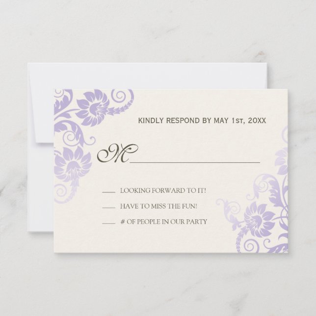 Classy Ombre Lilac Wedding RSVP (Anverso)